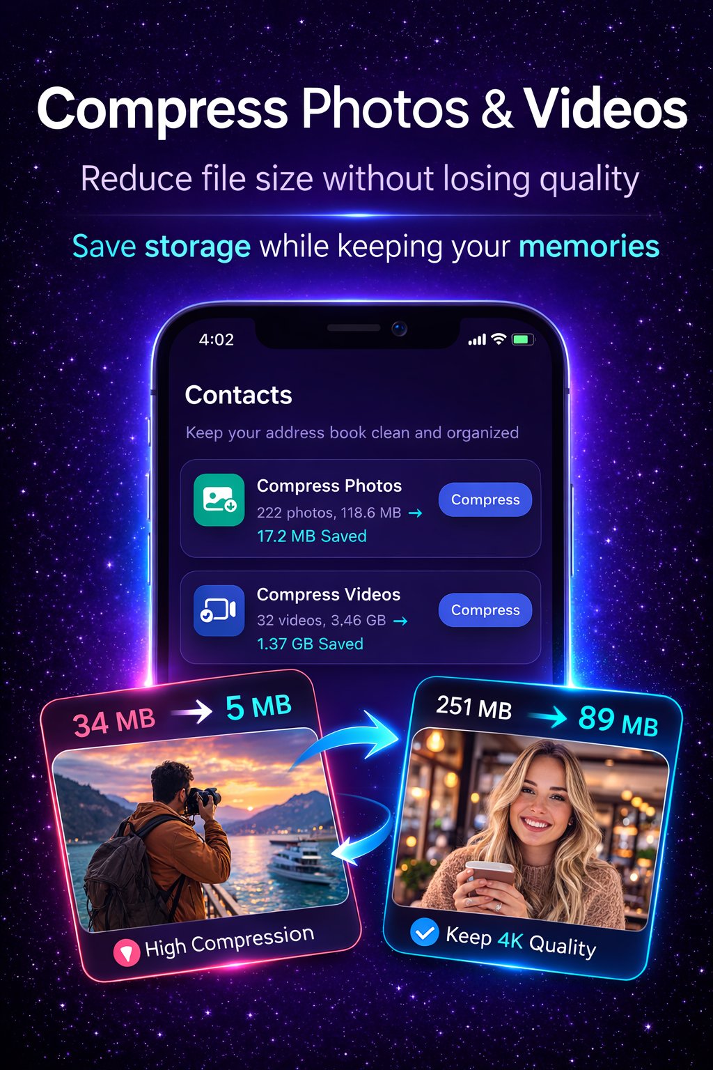 CleanVault swipe to delete — swipe right to keep, left to delete photos